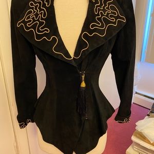 Black Suede Jacket with Gold Trim